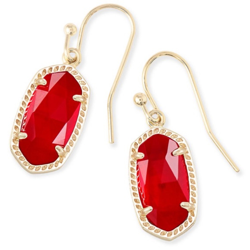 Kendra Scott Lee Gold Earring in Cherry Red Illusion